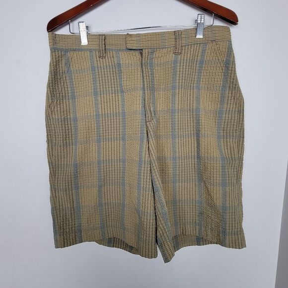 PATAGONIA BROWN CHECK ORGANIC COTTON SHORTS 32 Mens - Picture 1 of 4